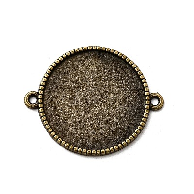 Tibetan Style Alloy Flat Round Cabochon Connector Settings X-TIBE-Q038-001G-AB-NR-1