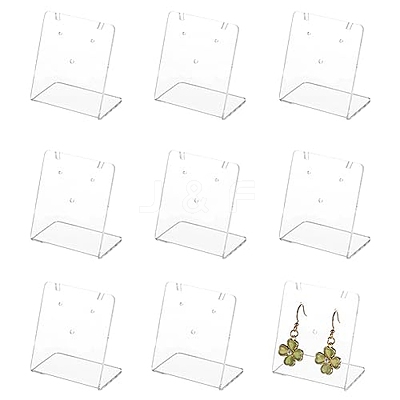 10Pcs Rectangle Acrylic Slant Back Earring Display Stands EDIS-FG0001-65-1