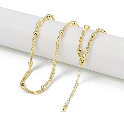 Rack Plating Brass Ball Link Chain Necklaces for Women NJEW-K382-05G-1