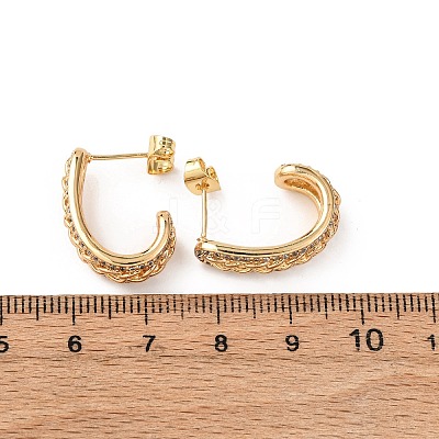 Brass Micro Pave Clear Cubic Zirconia Stud Earrings EJEW-B153-15G-1