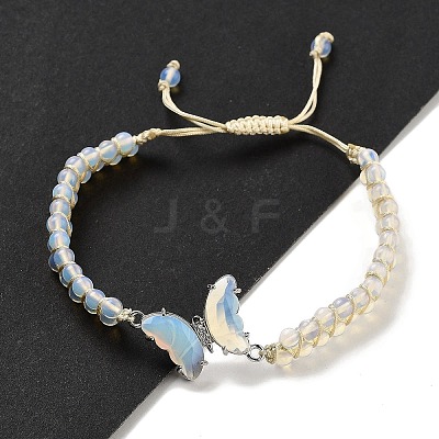 Opalite Braided Round Bead Bracelets BJEW-K251-06J-1