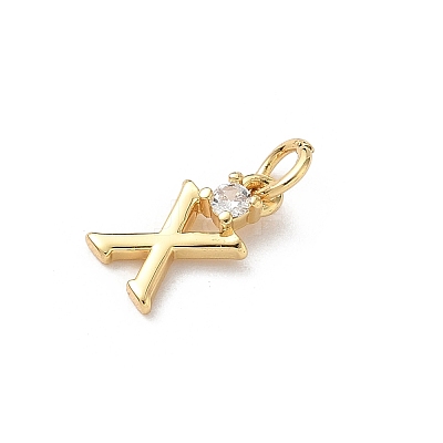 Brass Pave Clear Cubic Zirconia Charms KK-A273-01G-X-1