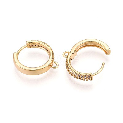 Brass Micro Pave Cubic Zirconia Hoop Earring Finding KK-N261-48G-1