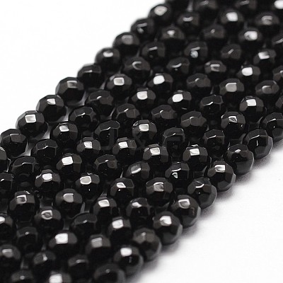 Natural Dyed & Heated Black Onyx Beads Strands X-G-D840-22-4mm-1