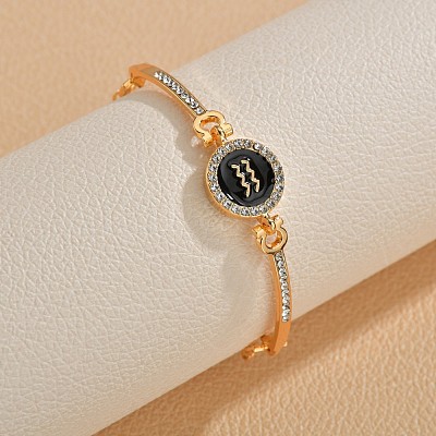12 Constellations Golden Alloy Rhinestone Bangles for Women WG283F1-01-1