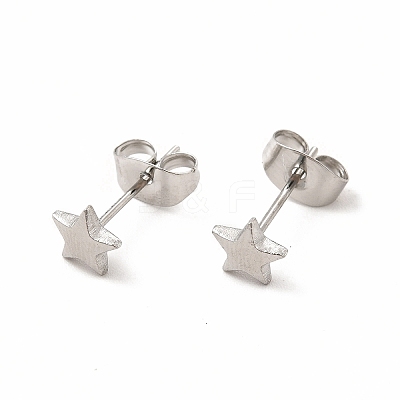 Non-Tarnish 304 Stainless Steel Star Stud Earrings for Women EJEW-C004-02P-1