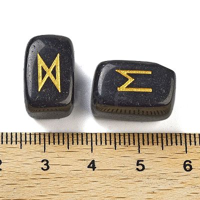 Rectangle Natural Obsidian Rune Stones G-Z059-01G-1