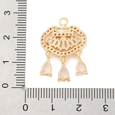 Brass Micro Pave Clear Cubic Zirconia Pendants KK-C076-14G-1
