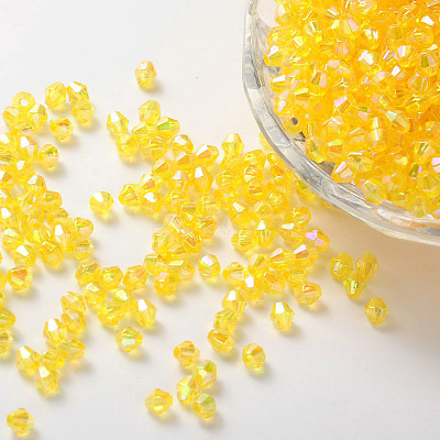 Bicone AB Color Plated Eco-Friendly Transparent Acrylic Beads X-TACR-A003-4mm-31-1
