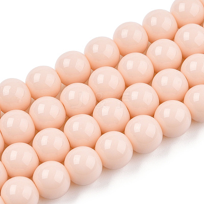 Opaque Solid Color Glass Beads Strands X-GLAA-T032-P8mm-09-1
