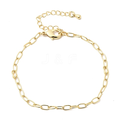 Brass Paperclip Chain Bracelets for Women BJEW-F531-02G-1