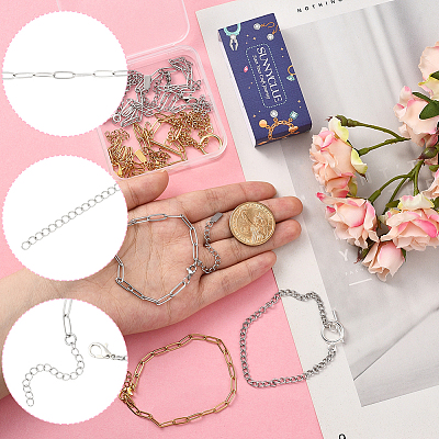 12Pcs 6 Styles 304 Stainless Steel Chains Bracelets for Men Women BJEW-SC0001-64-1