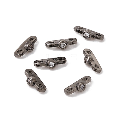 Rack Plating Brass Pave Clear Cubic Zirconia Connector Charms LS-KK-G433-04B-1