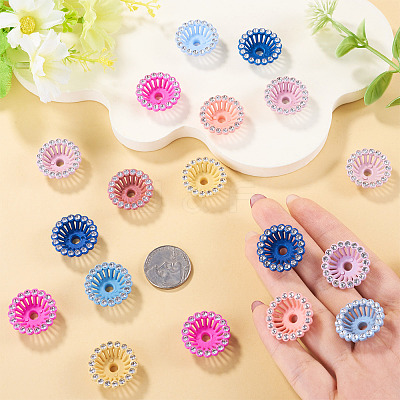 60Pcs Acrylic & Rhinestone Bead Caps MACR-TA0002-78-1