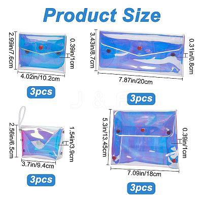 12Pcs 4 Style Laser Iridescent PVC Small Wallets AJEW-CP0005-51-1