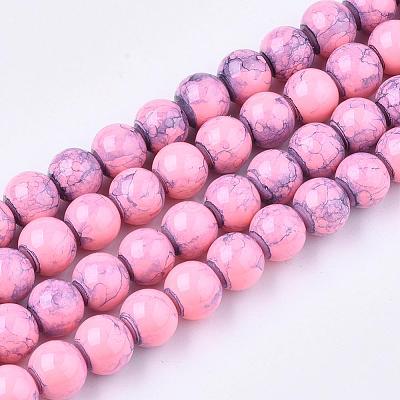 Spray Painted Glass Beads Strands X-GLAD-S075-6mm-68-1