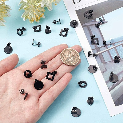 30Pcs 5 Style 304 Stainless Steel Stud Earring Findings STAS-SC0004-31-1