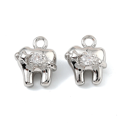 Brass Micro Pave Cubic Zirconia Charms KK-C155-22P-1