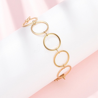 304 Stainless Steel Ring Link Chain Bracelets BJEW-P373-02C-G-1