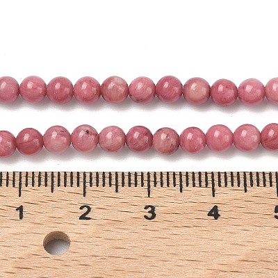 Natural Rhodonite Round Bead Strands G-G735-09-4mm-1