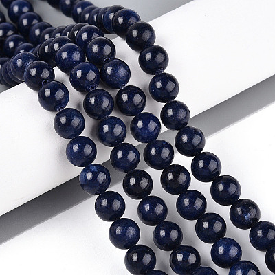Dyed Natural Mashan Jade Round Beads Strands G-T139-8mm-67G-1