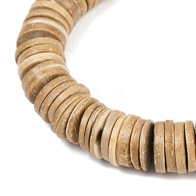 Dyed Natural Coconut Flat Round Bead Strands COCB-O003-12E-01-1