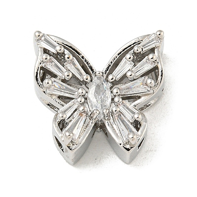 Brass Micro Pave Clear Cubic Zirconia Beads KK-Z057-08P-1