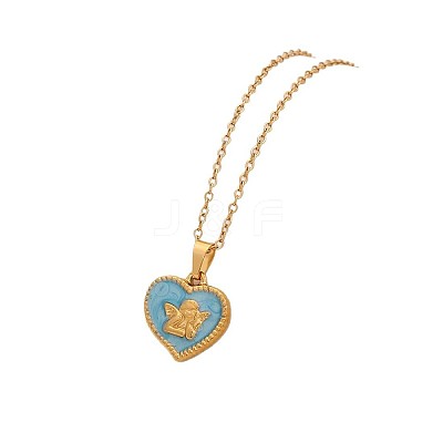 304 Stainless Steel Enamel Pendant Necklaces WG49C4D-03-1