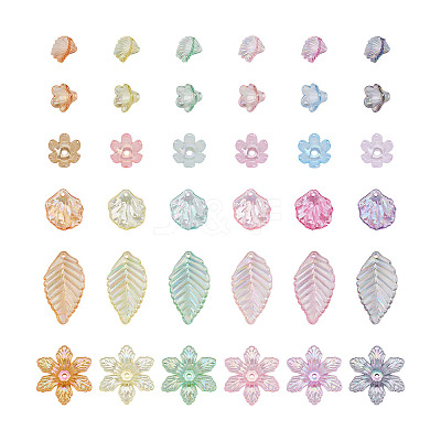 300Pcs 6 Style Transparent Acrylic Bead Caps TACR-CD0001-03-1