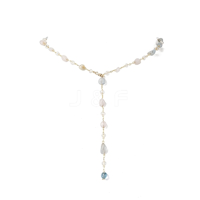Handmade Natural Morganite Beaded Chains Earring & Necklaces Sets SJEW-JS01342-01-1
