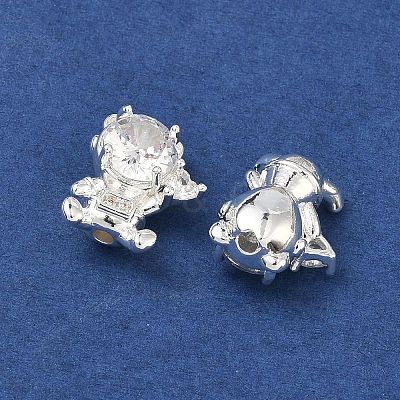 Brass Micro Pave Clear Cubic Zirconia Beads KK-B172-15S-1