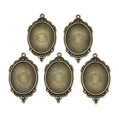 Tibetan Style Alloy Pendant Cabochon Settings TIBEP-R304-016AB-LF-1