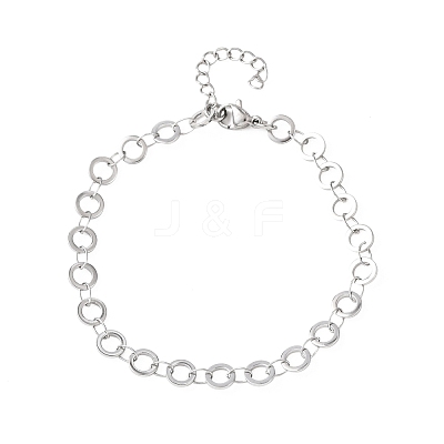 304 Stainless Steel Ring Link Chain Bracelets BJEW-P373-02A-P-1