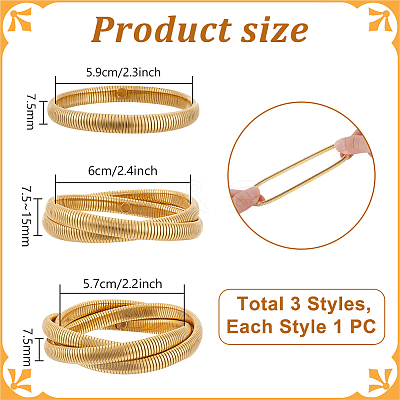 3Pcs 3 Styles Stainless Steel Bangles BJEW-PH0004-54-1