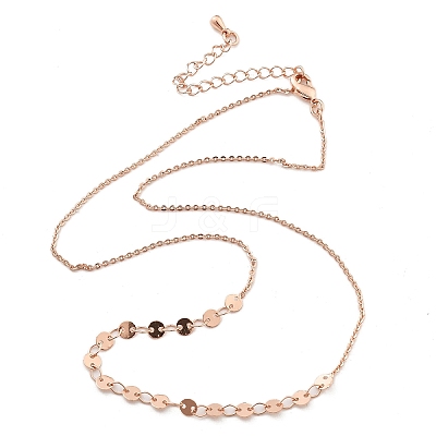 Brass Cable & Flat Sequin Chains Necklaces for Women NJEW-D302-44RG-1