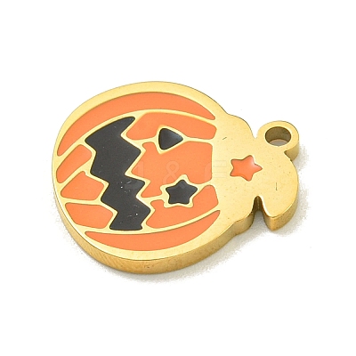 Halloween Theme Ion Plating(IP) 304 Stainless Steel Enamel Charms STAS-M011-03B-1