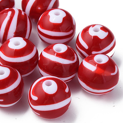 Opaque Striped Acrylic Beads MACR-S373-27C-01-1