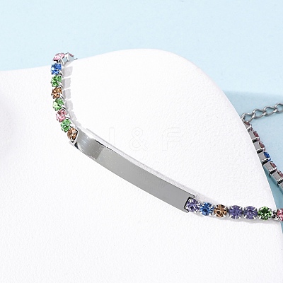 304 Stainless Steel Rhinestone Cup Chain Bracelets BJEW-G753-02P-01-1