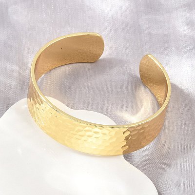 15.5MM Brass Textured Open Cuff Bangles for Women KK-CBA68DA-11G-1
