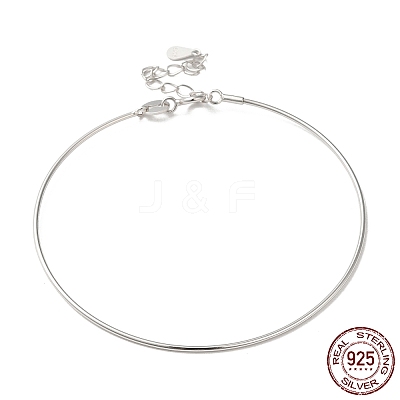 Anti-Tarnish Rhodium Plated 925 Sterling Silver Bangles BJEW-G681-01B-P-1