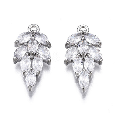 Brass Inlaid Clear Cubic Zirconia Pendants X-ZIRC-S069-013P-1