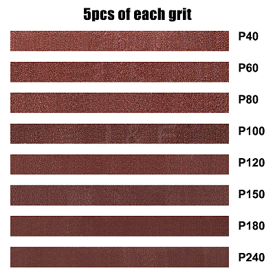 40Pcs 8 Style Flat Sandpaper TOOL-FH0001-61-1