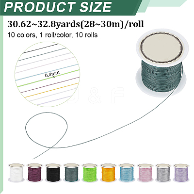 10 Rolls 10 Colors Nylon Chinese Knot Cord NWIR-PH0002-48C-1