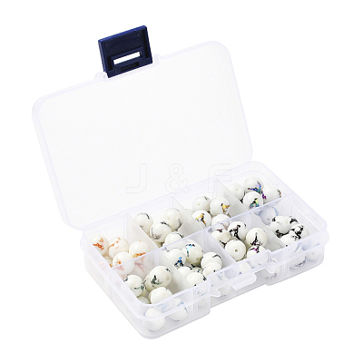 80Pcs 8 Colors Christmas Opaque Glass Beads EGLA-YW0001-04-1