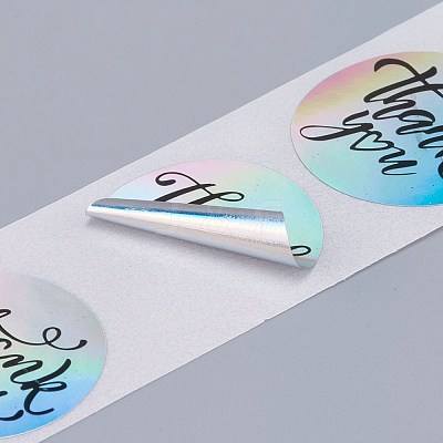 Rainbow Laser 1 Inch Thank You Sticker DIY-A006-G02-1