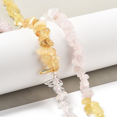Natural Quartz Crystal & Rose Quartz & Citrine Beads Strands G-L610-A23-01-1