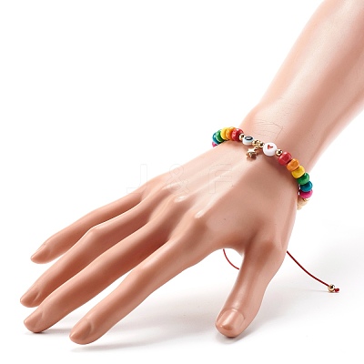 Evil Eye Star Heart Braided Bead Bracelet for Kid BJEW-JB06777-1