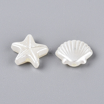 Ocean Theme ABS Plastic Imitation  Pearl Beads OACR-T028-85-1