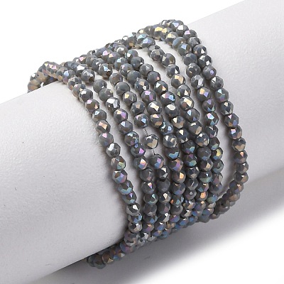 Transparent Electroplate Glass Beads Strands EGLA-H107-01A-B07-1