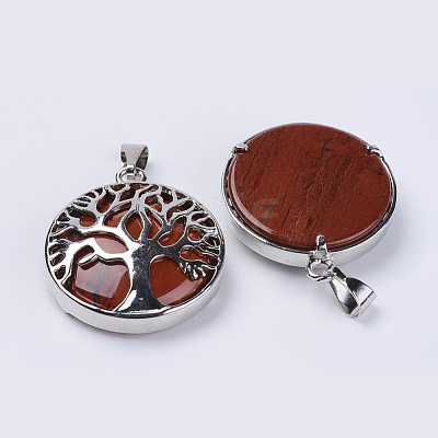 Natural Red Jasper Pendants G-P350-D07-1